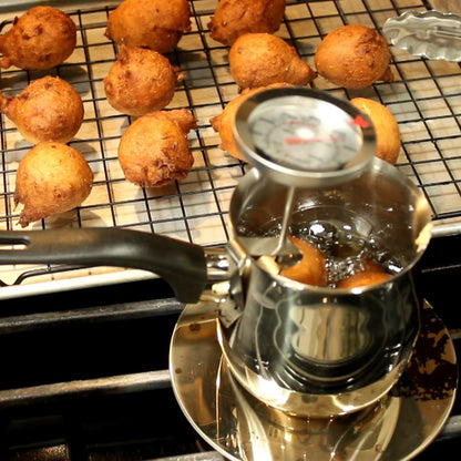 Deep fried hush puppies made in a Microfryer in just 1 cup of oil